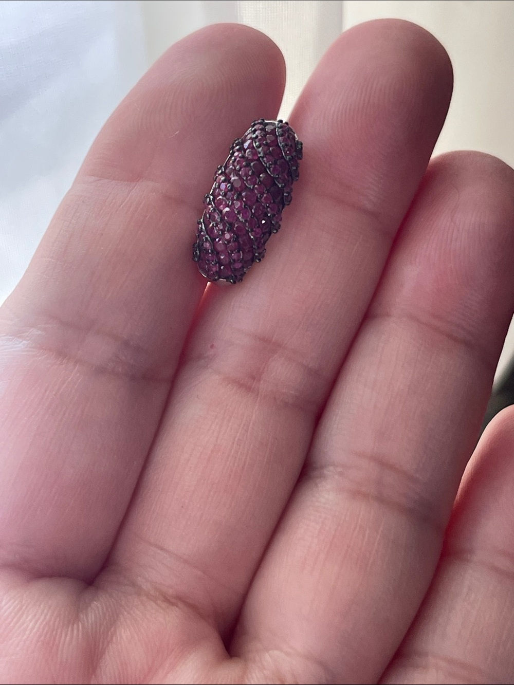 Natural Ruby from Myanmar round diamond cut gemstone in 925 silver Pendant - Picture 3 of 8